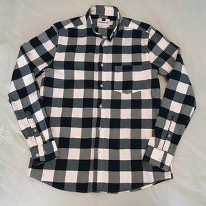 Topman Men’s Navy White Plaid Button Down Shirt